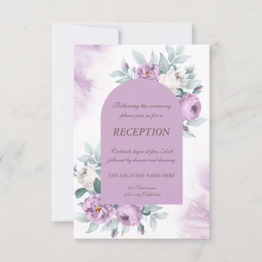 Invitation Aquarelle Lilac Roses Mariage Pois (Devant)