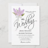 Invitation Aquarelle Lilacs Bouquet Rustique Boho Mariage (Devant)