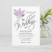 Invitation Aquarelle Lilacs Bouquet Rustique Boho Mariage (Debout devant)