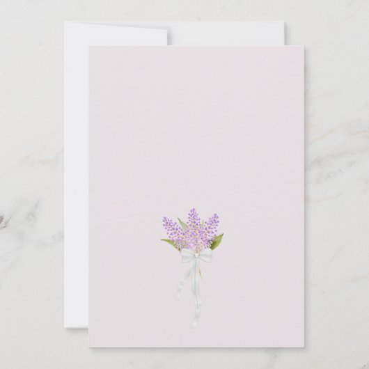 Invitation Aquarelle Lilacs Bouquet Rustique Boho Mariage (Dos)