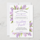 Invitation Aquarelle Lilacs Mariage Parade / Réception (Devant)
