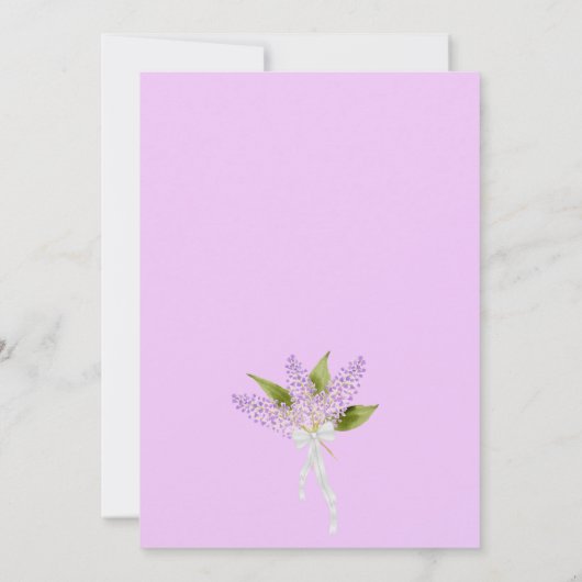 Invitation Aquarelle Lilacs Mariage Parade / Réception (Dos)