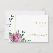 Invitation Aquarelle lilas vert or floral Bridesmaid (Devant)
