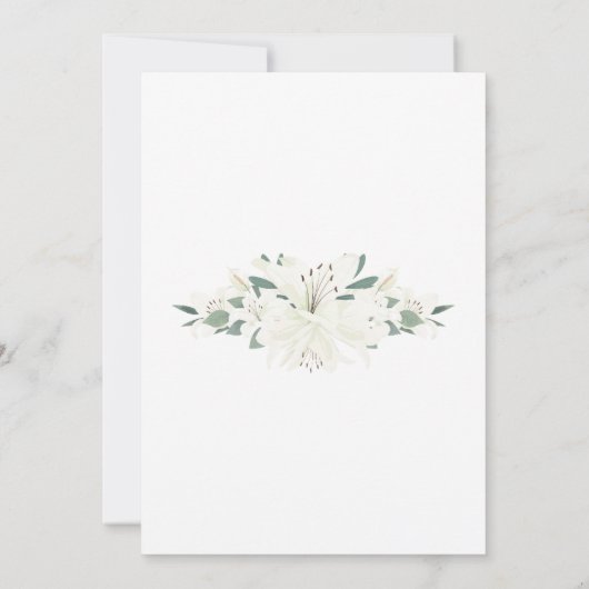 Invitation Aquarelle Lily blanche Enregistrer la date Invitat (Dos)