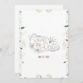 Invitation Aquarelle Lily blanche Enregistrer la date Invitat (Devant / Derrière)