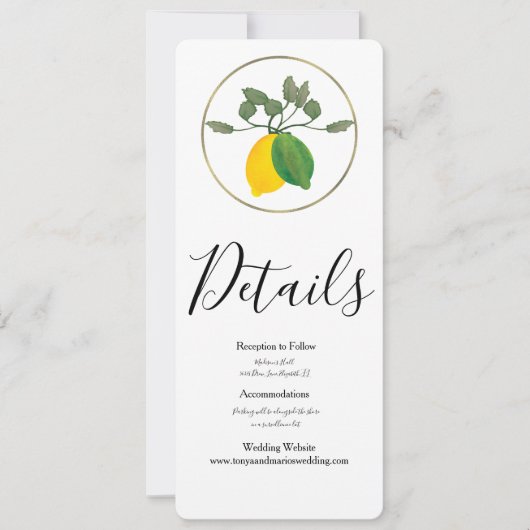 Invitation Aquarelle Limoncillo Lime Lemon (Devant)