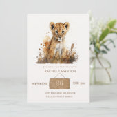 Invitation Aquarelle Lion King`s Baby shower (Debout devant)