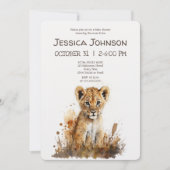 Invitation Aquarelle Lion King`s Baby shower (Devant)