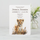 Invitation Aquarelle Lion King`s Baby shower (Debout devant)