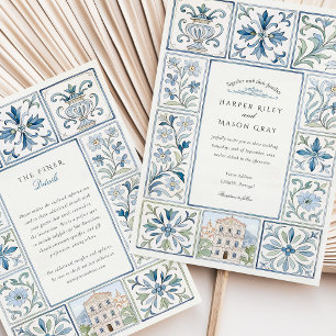 Invitation Aquarelle Lisbonne Peint à la main Azulejos Mariag