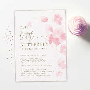 Invitation Aquarelle Little Butterfly Budget 1er anniversaire