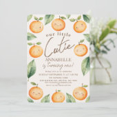 Invitation Aquarelle Little Cutie Orange 1er anniversaire (Debout devant)