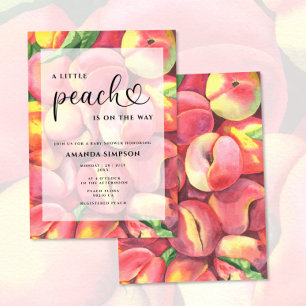 Invitation Aquarelle Little peach est en route Baby shower