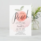 Invitation Aquarelle Little Peach Pink Baby shower virtuel (Debout devant)