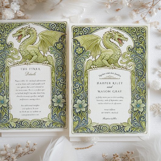 Invitation Aquarelle Ljubljana Slovénie Dragon Mariage