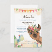 Invitation Aquarelle Llama Anniversaire (Devant / Derrière)