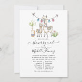 Invitation Aquarelle Llama thème Baby shower par Mail (Devant)