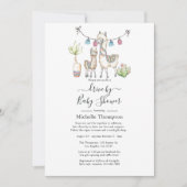 Invitation Aquarelle Llama thème Drive Par Baby shower (Devant)