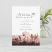 Invitation Aquarelle Los Angeles California Skyline Palm (Debout devant)