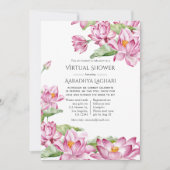 Invitation Aquarelle Lotus Flower Indian Virtual Douche (Devant)
