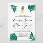 Invitation aquarelle Luau de l'ananas tropical (Devant / Derrière)
