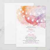 Invitation aquarelle lumières à cordes élégant dîner de répét (Devant / Derrière)