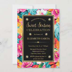 Invitation Aquarelle Lumineuse Fleurs de Preppy Tropical Swee
