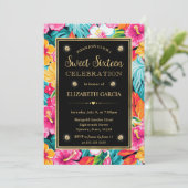 Invitation Aquarelle Lumineuse Fleurs de Preppy Tropical Swee (Debout devant)