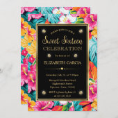 Invitation Aquarelle Lumineuse Fleurs de Preppy Tropical Swee (Devant / Derrière)