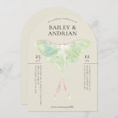 Invitation Aquarelle Luna Moth Mariage (Devant / Derrière)