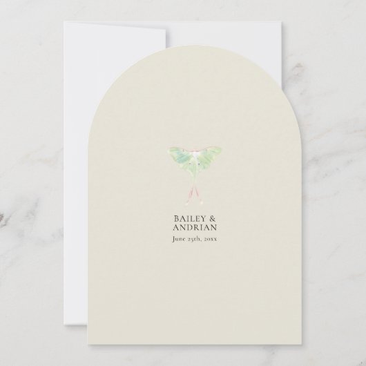 Invitation Aquarelle Luna Moth Mariage (Dos)