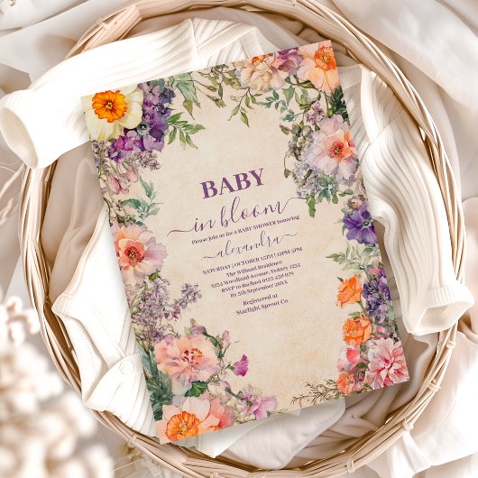 Invitation Aquarelle lunaire florale