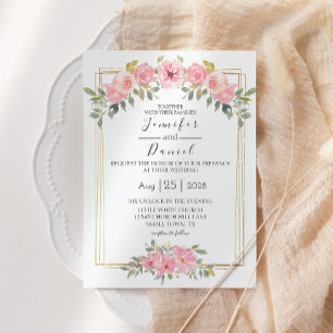 Invitation Aquarelle Lush Blush rose Mariage Floral