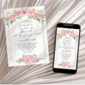 Invitation Aquarelle Lush Blush rose Mariage Floral