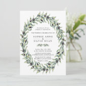 Invitation Aquarelle luxuriante Branches d'olive Mariage de c (Debout devant)