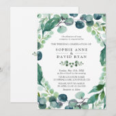 Invitation Aquarelle luxuriante Eucalyptus Mariage de verdure (Devant / Derrière)
