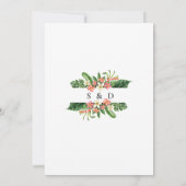 Invitation Aquarelle luxuriante Fleurs tropicales Mariage Feu (Dos)