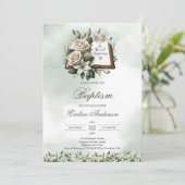 Invitation Aquarelle Lys blancs Holly Bible Baptême (Debout devant)