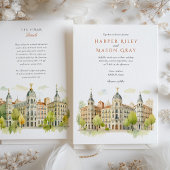 Invitation Aquarelle Madrid Espagne Destination Mariage