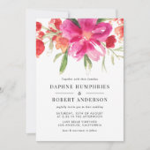 Invitation Aquarelle Magenta Rose Fleurs Mariage botanique (Devant)