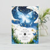 Invitation Aquarelle Magie Papillon Anniversaire (Debout devant)