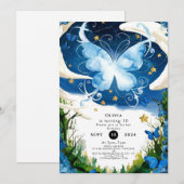 Invitation Aquarelle Magie Papillon Anniversaire (Devant / Derrière)