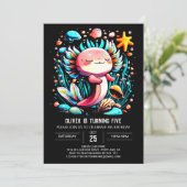 Invitation Aquarelle magique Axolotl Anniversaire (Debout devant)