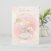 Invitation Aquarelle magique Baby shower Unicorne rose (Debout devant)