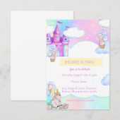 Invitation Aquarelle magique Château Unicorn fête d'anniversa (Devant / Derrière)