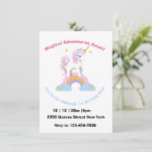 Invitation Aquarelle Magique Couleur arc-en-ciel unicorne ann (Debout devant)