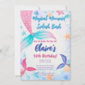 Invitation Aquarelle Magique de sirène Queue Anniversaire (Devant)