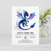 Invitation Aquarelle Magique Dragon Digital Boy Anniversaire (Debout devant)