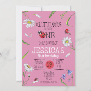 Invitation Aquarelle magique mignonne 1er anniversaire fille