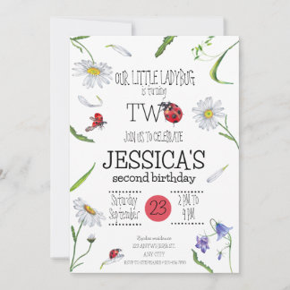 Invitation Aquarelle magique mignonne 2e anniversaire fille L